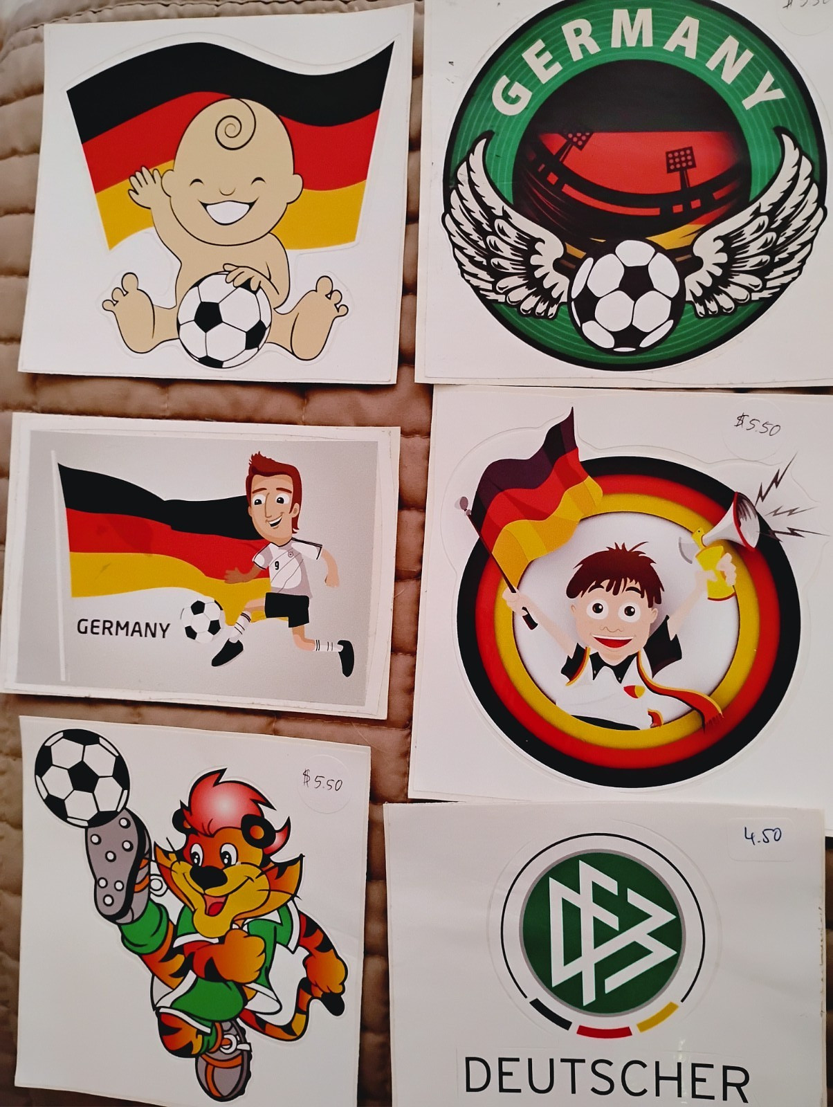 World Cup,Germany Flag Soccer Club Fan FUN 6.kind Car Bumper Sticker Decal B2