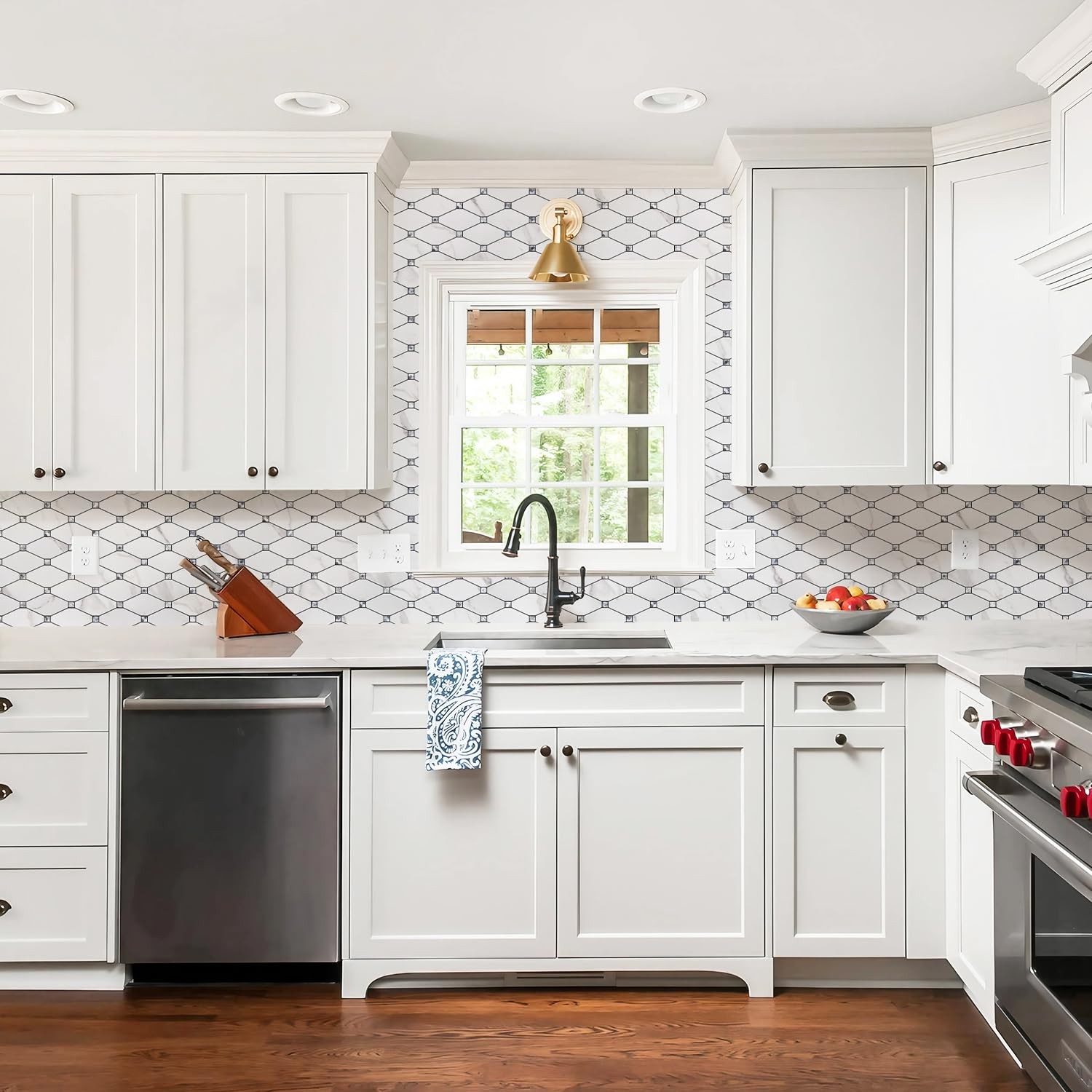 10 Sheets Peel and Stick Backsplash, Calacatta Stick on Aluminum Composite Ti…