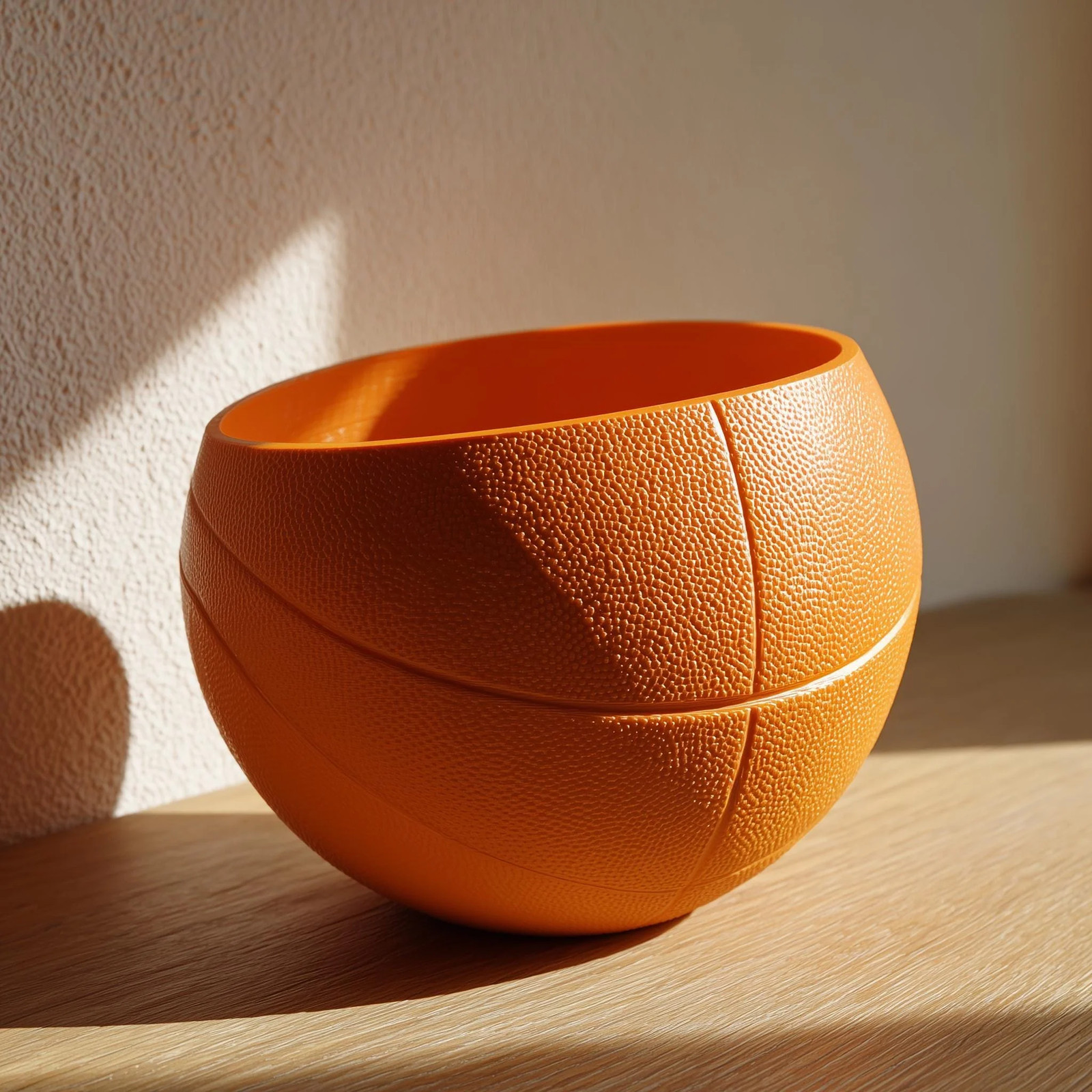 3D Printed Basketball Bowl Candy Dish | Modern Orange Sports Decor Centerpiece