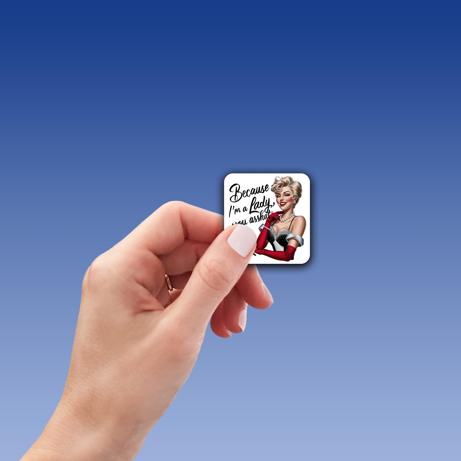 Sarcastic Pinup Girl Sticker – Weatherproof Vinyl for Laptops & Water Bottles