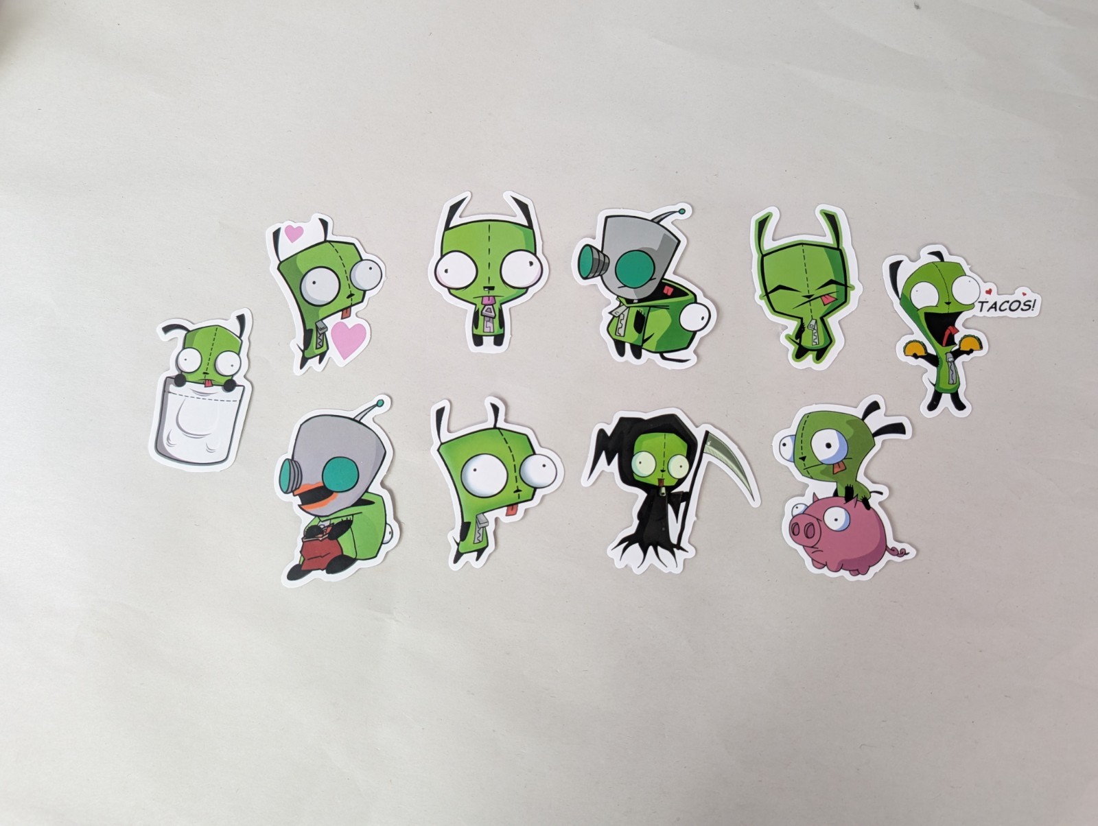 Set Of 10 Stickers Invader Zim & Gir In Dog Costume Alien Animation TV Show