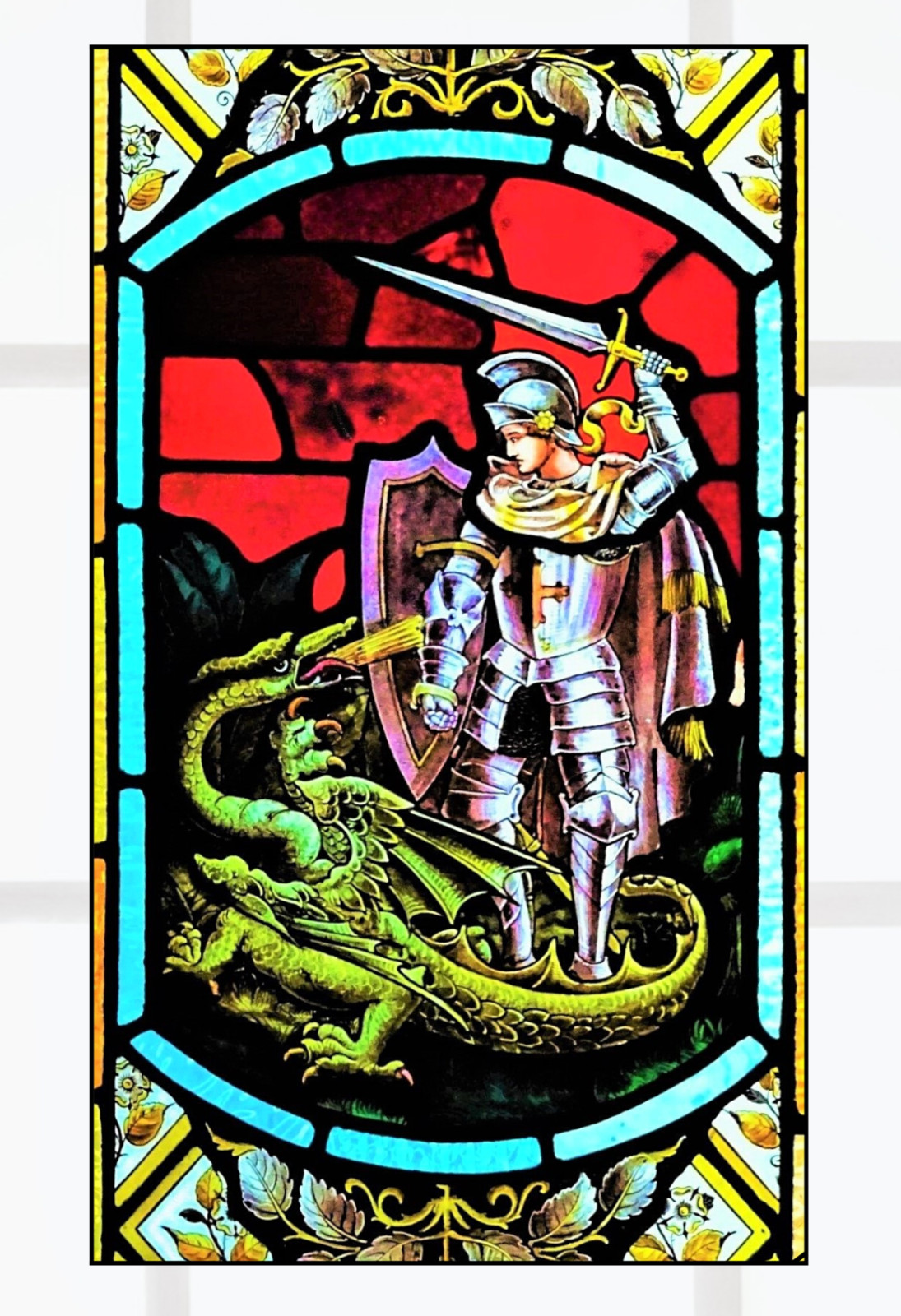 Dragon Faux Stained-Glass WINDOW CLING Size 8" Repositionable Vinyl