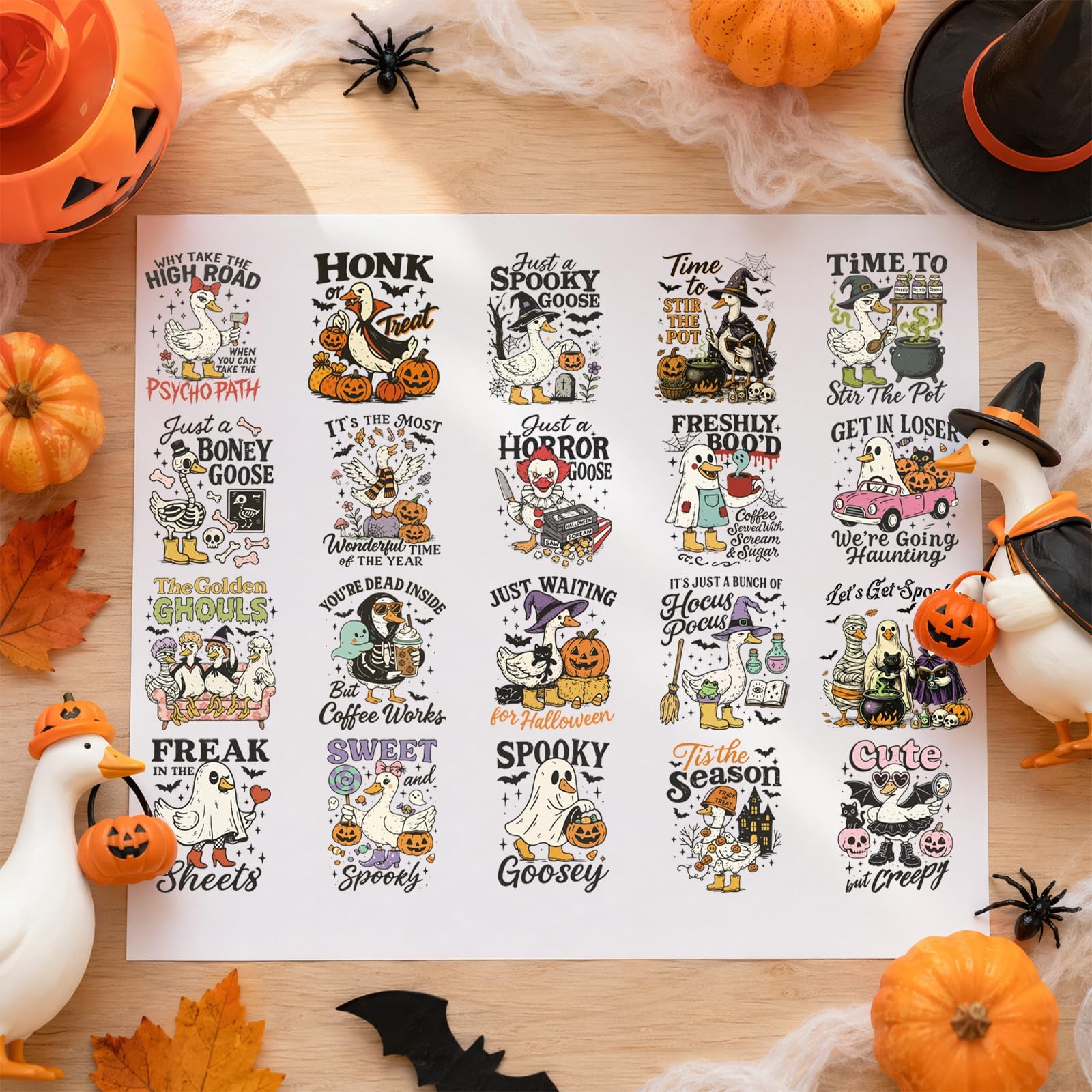Halloween UV DTF Stickers Funny Goose Ghosts Uvdtf Cup Wraps for Glass