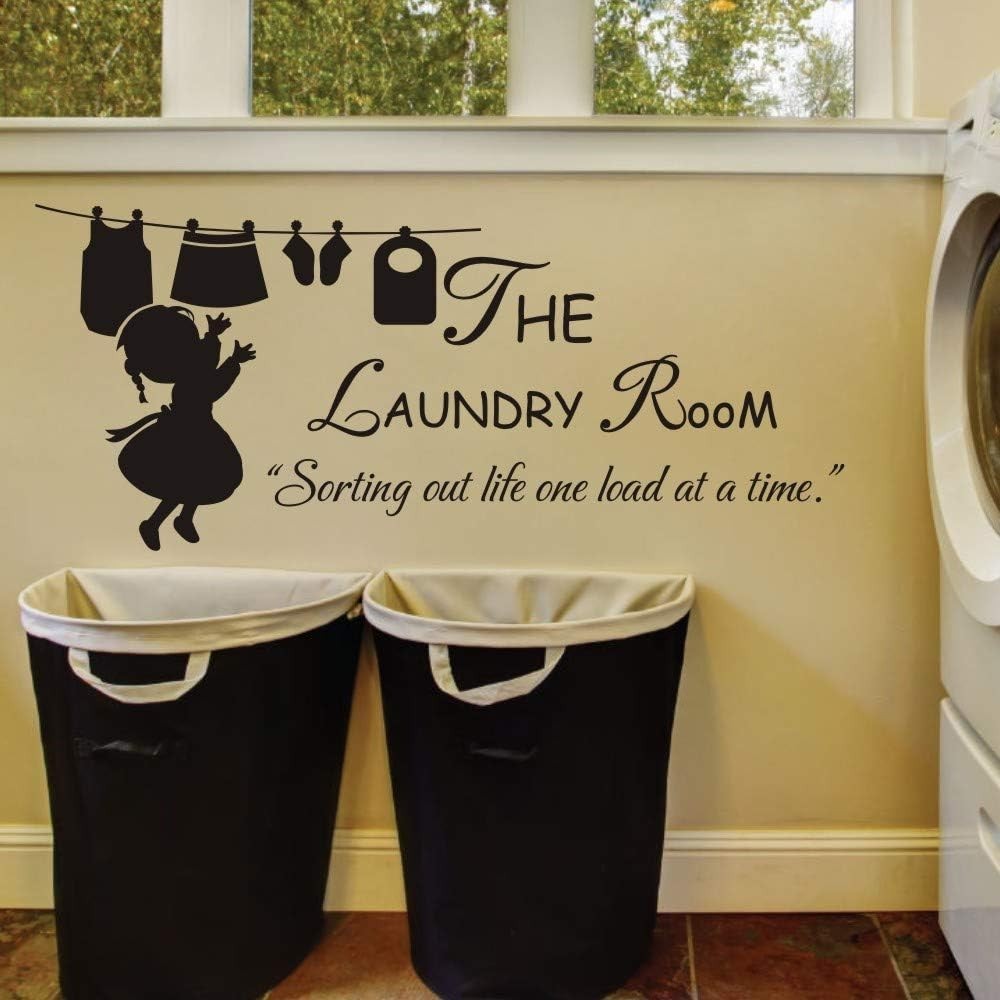 Laundry Room Sign Decals Peel and Stick Wall Lettering Vinyl Art Stickers for…