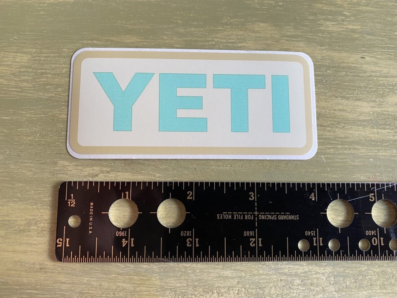 BRAND NEW FROM MANUCATURER! Yeti Coolers Decal Sticker Tan Aqua Authentic