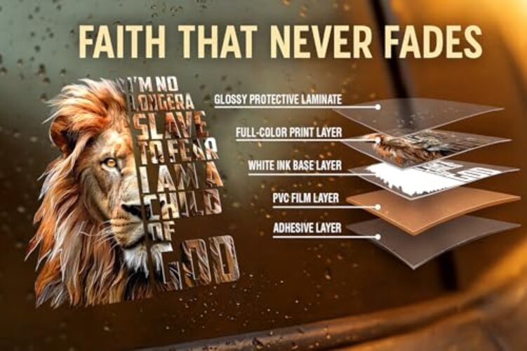 Premium Lion Car Decals, Funny Animal Waterproof Vinyl Sticker, 9×9 inches