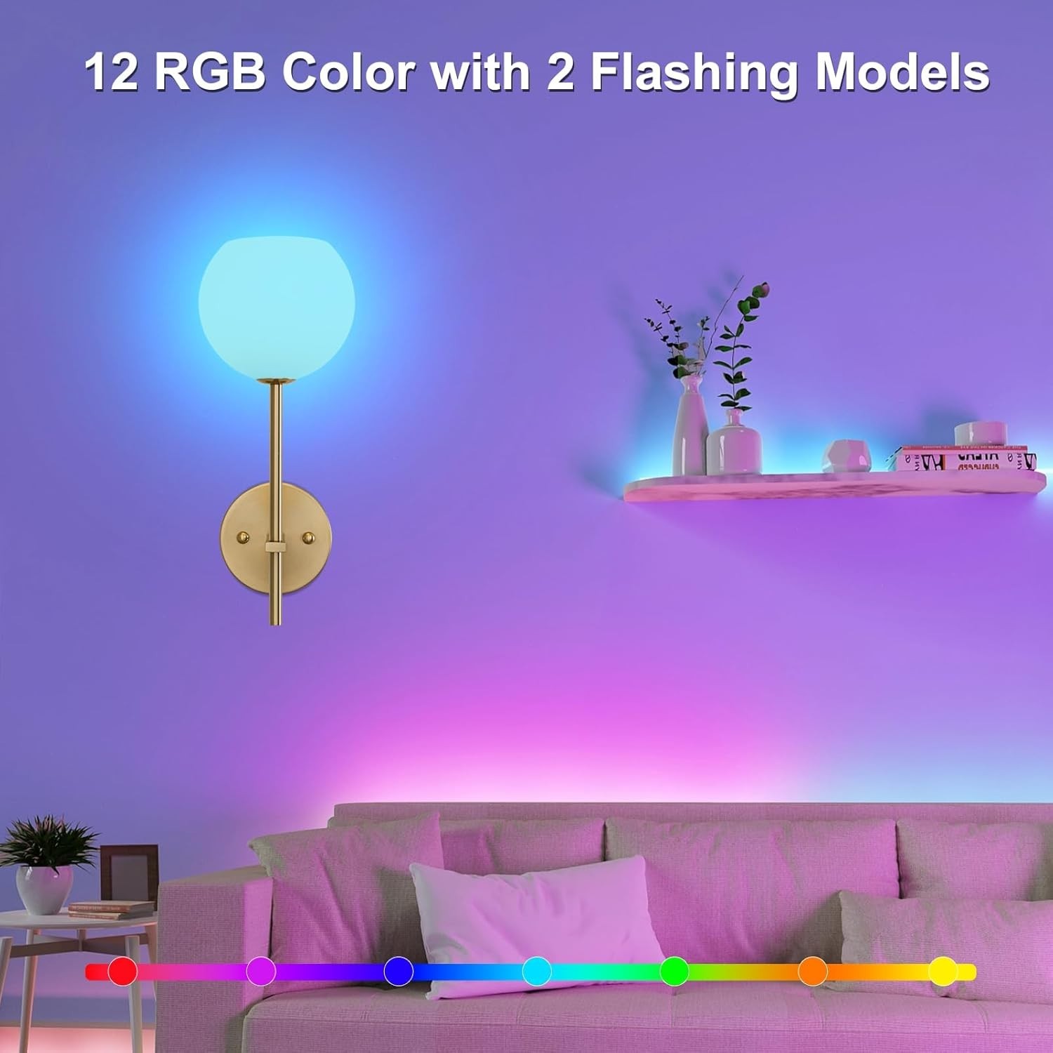 Gold Battery Operated Wall Sconces Set of 2, Rechargeable Wireless Wall Light…
