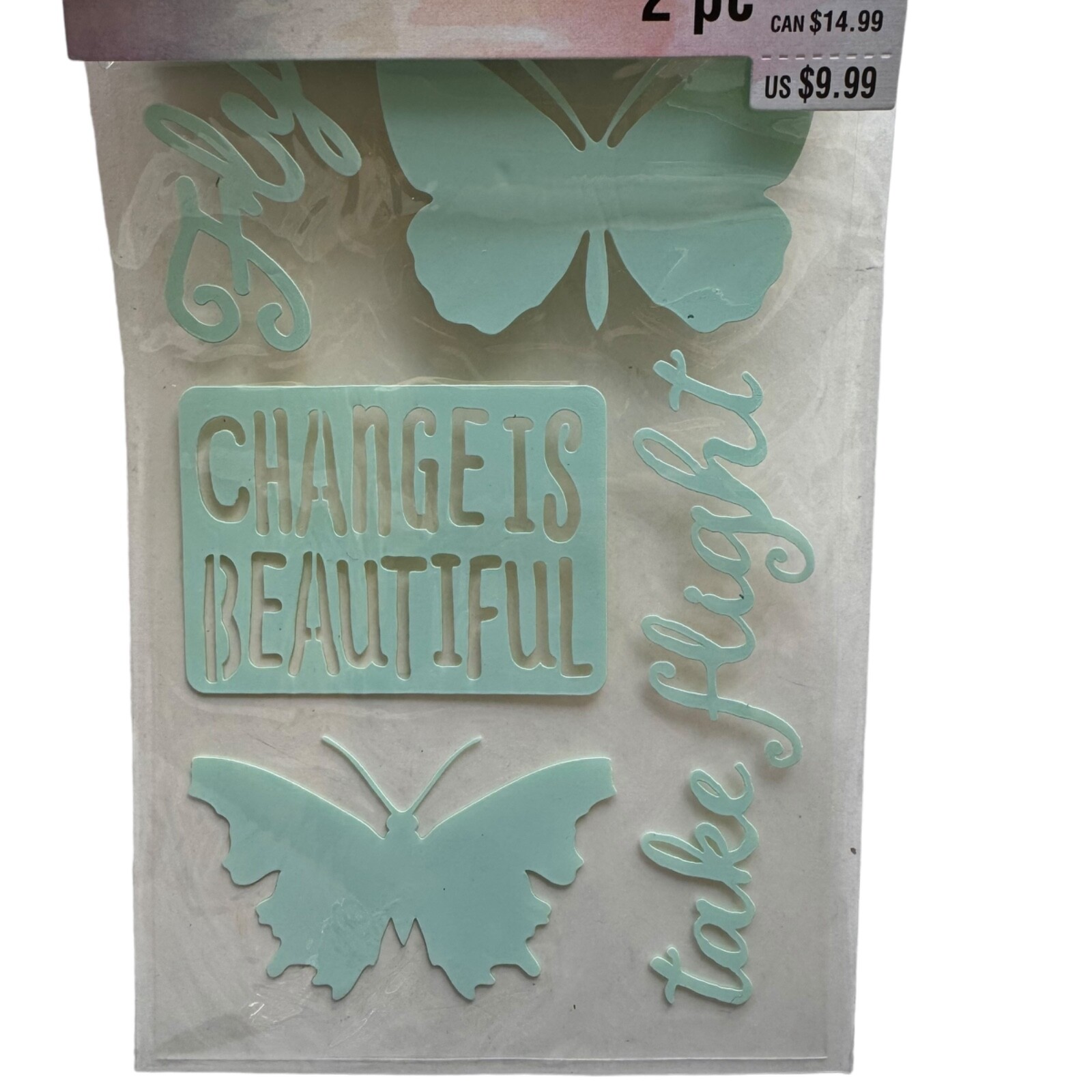 Recollections STENCILS 2 Sheet Sets Butterfly Leaf Nature Phrases Words Crafts
