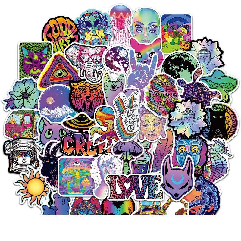 60 PCS Psychedelic Stickers Trippy Decals – Festival Theme – Free Shipping! SET2