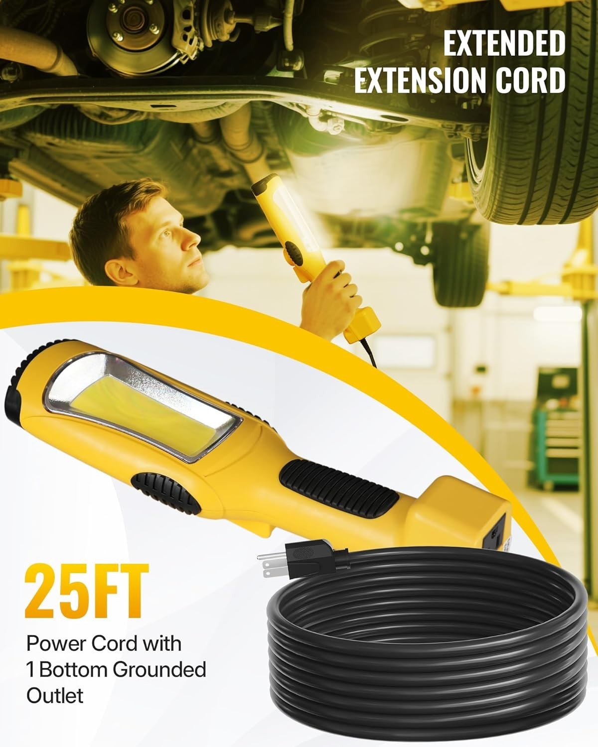 24W LED Work Light, 25FT 3000LM COB LED Light, Handheld Underhood Trouble Light