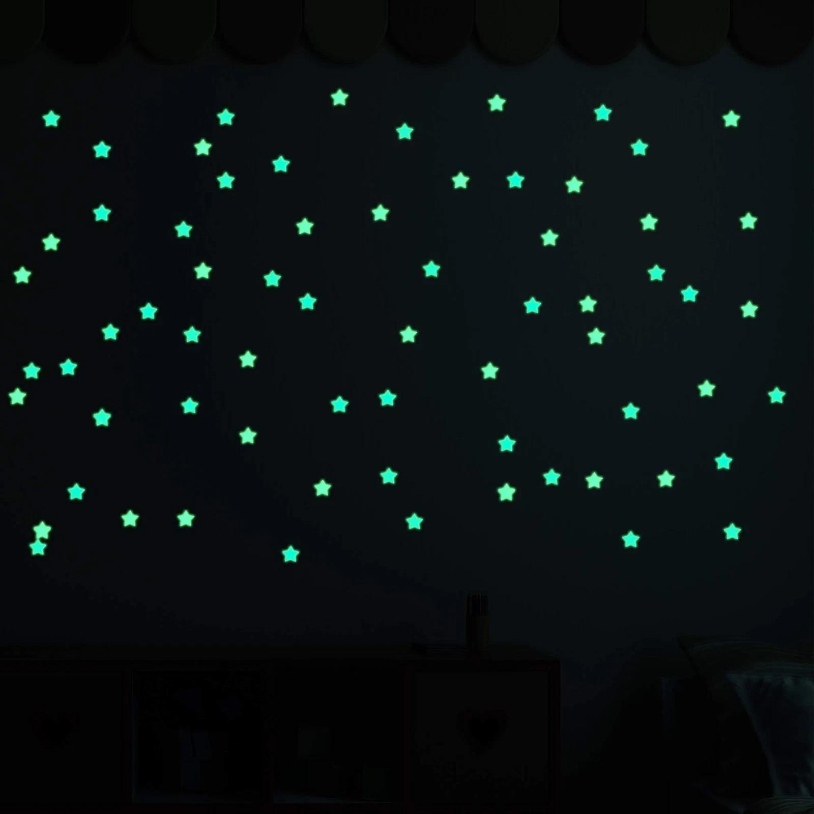 100pcs Glow in The Dark Stars Wall Stickers Ceiling Kids Room Decor Luminous Set