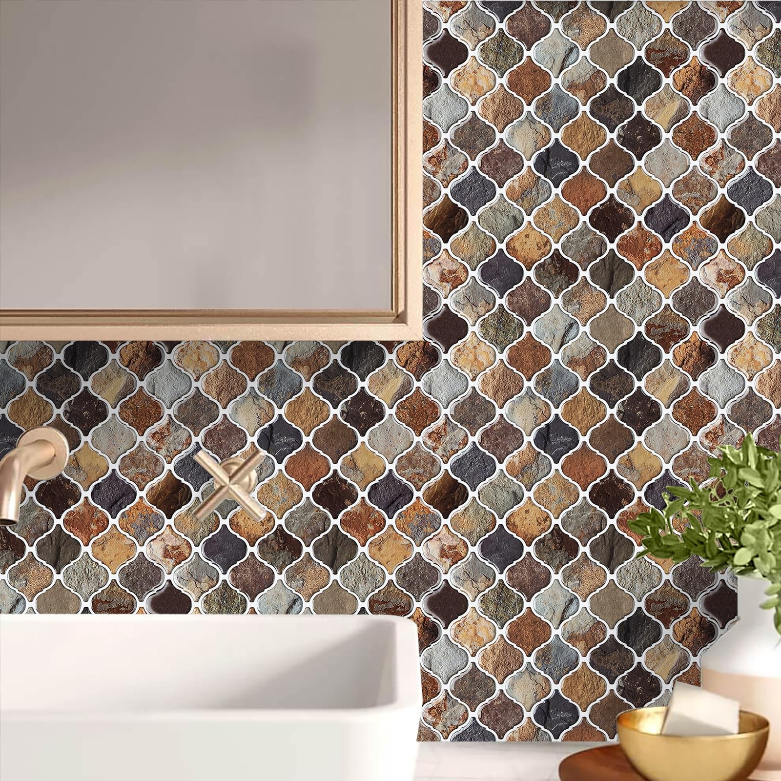 Arabesque Peel and Stick Backsplash, 12”X12” Backsplash Tile for Kitchen Peel…