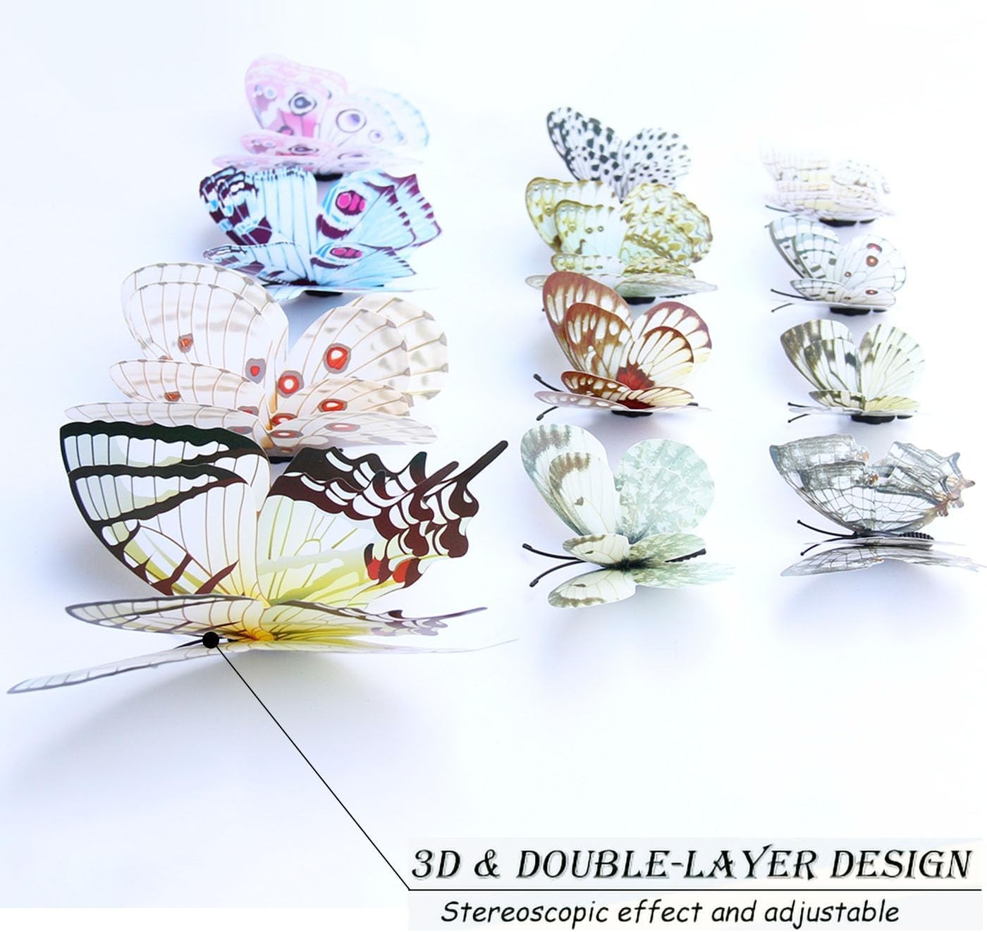 3D Butterflies Stickers for Party Decorations with Magnets (White, 48)
