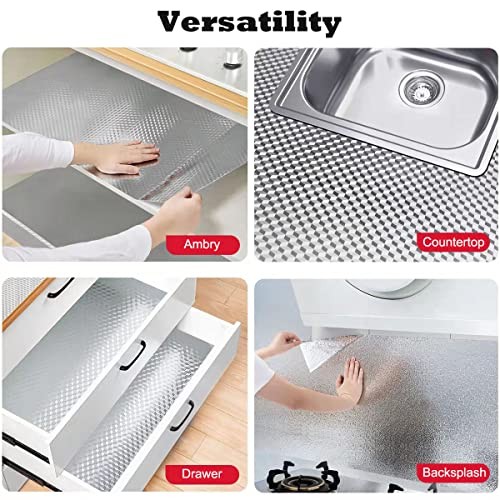 Waterproof & Oil-Resistant Aluminum Foil Peel & 15.7"W x 394"L Silver Chequer