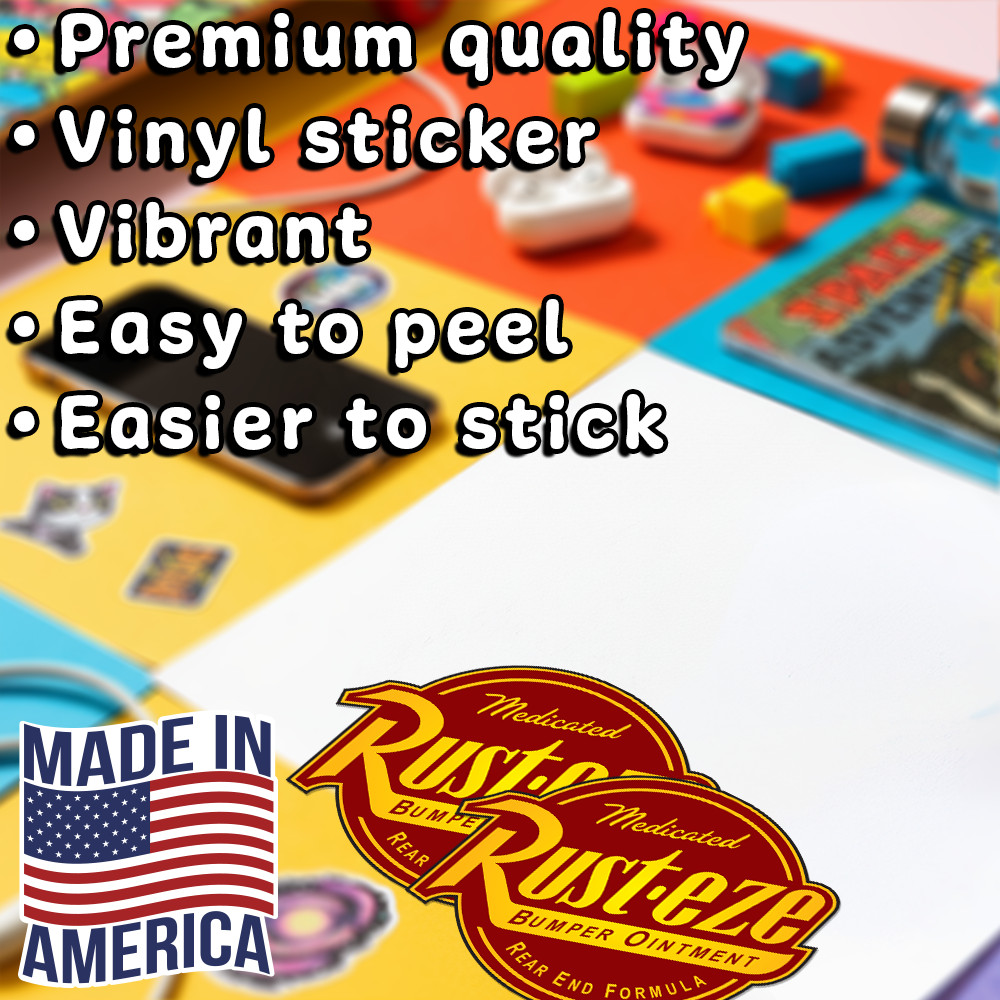 Rust-eze Vinyl Sticker Medicated Bumper Ointment Waterproof Racing Laptop Car