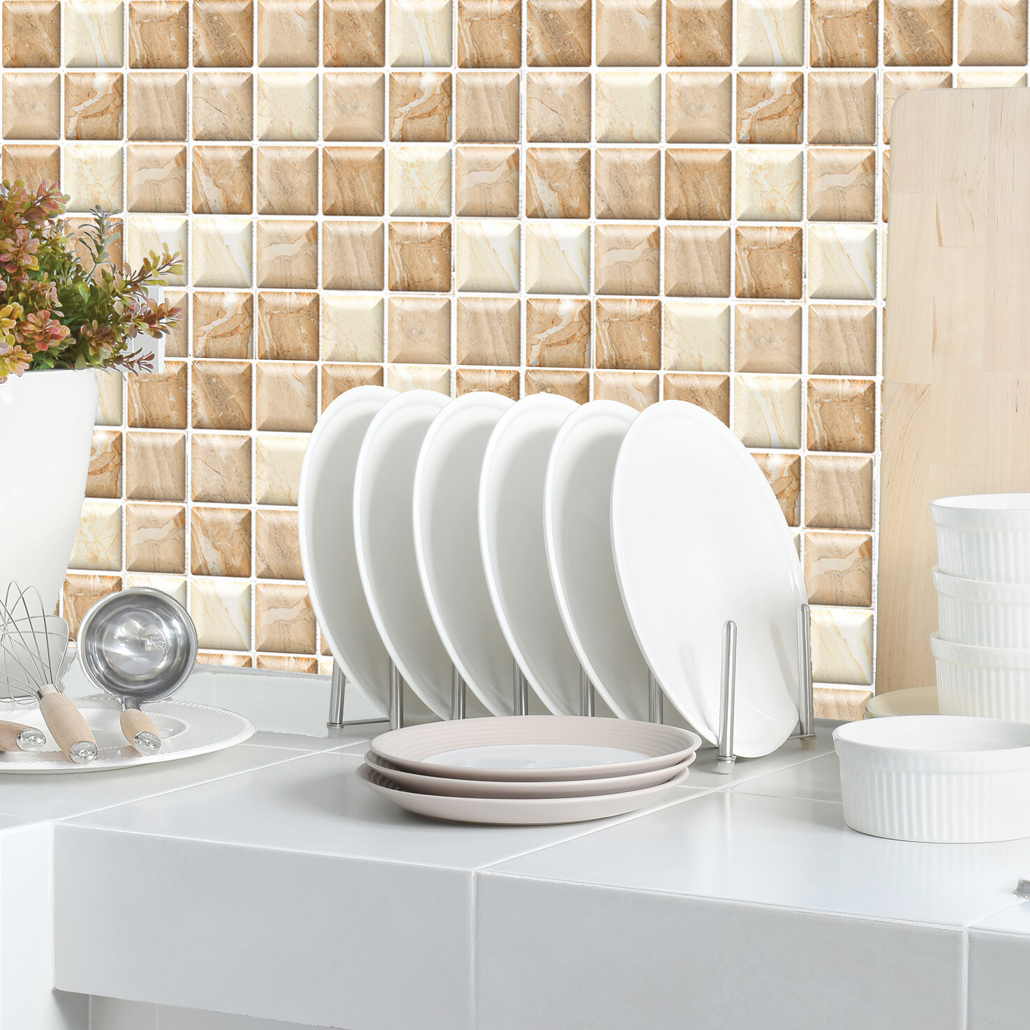 12"x12" 10Pcs 3D Wall Sticker Tile Brick Panel Self-adhesive Wall Waterproof PVC