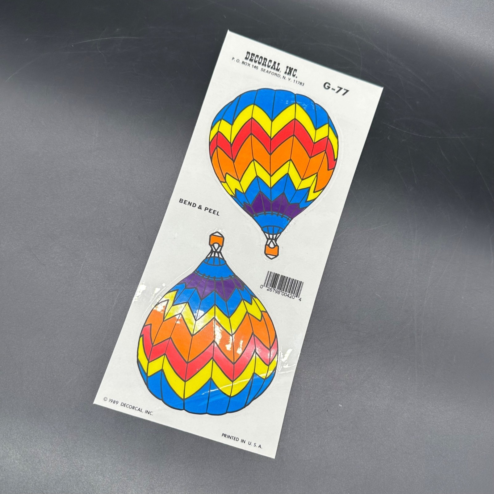 Vintage Rainbow Hot Air Balloon Decals 1989 Decorcal USA Stickers Bend & Peel