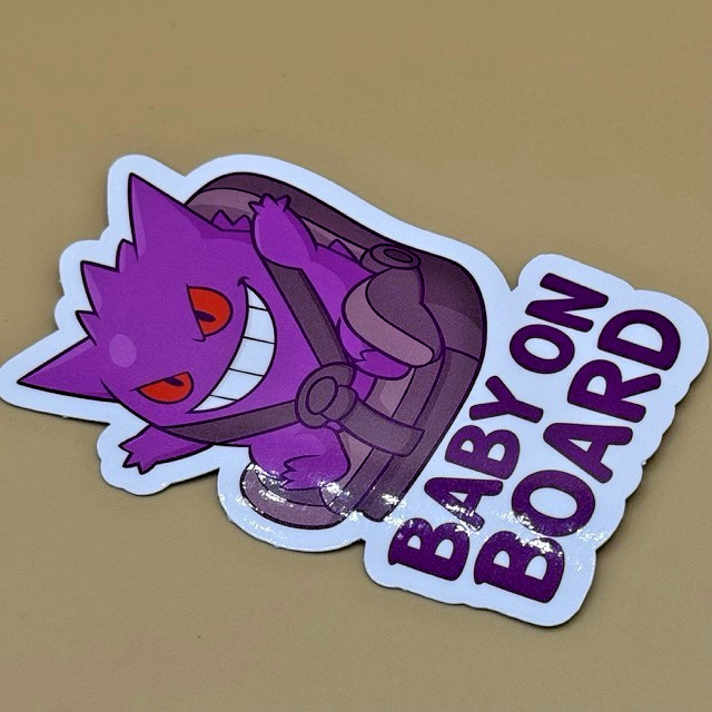 Cute Gengar Pokémon Baby on Board Car Sticker | Funny Anime Vinyl Decal 4.5×7.5
