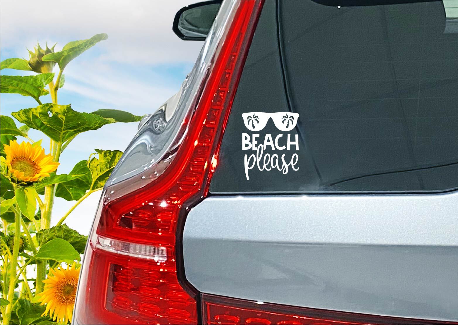 Beach Please Sunglasses Decal Sticker Decor Ocean Sun Summer Palm Trees Vacay