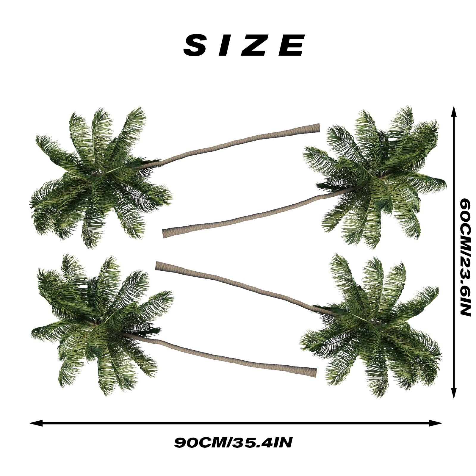Tropical Plants Green Leaves Wall Decals Palm Tree Plant Wall Stickers Remova…