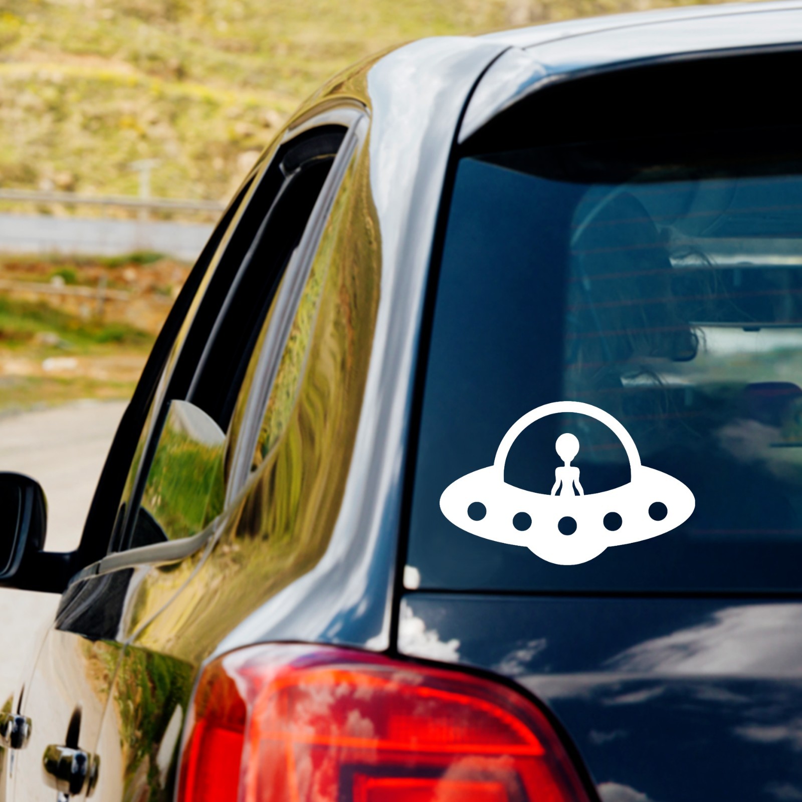 Alien UFO Vinyl Decal Sticker Car Truck Window Laptop Space Sci Fi Halloween