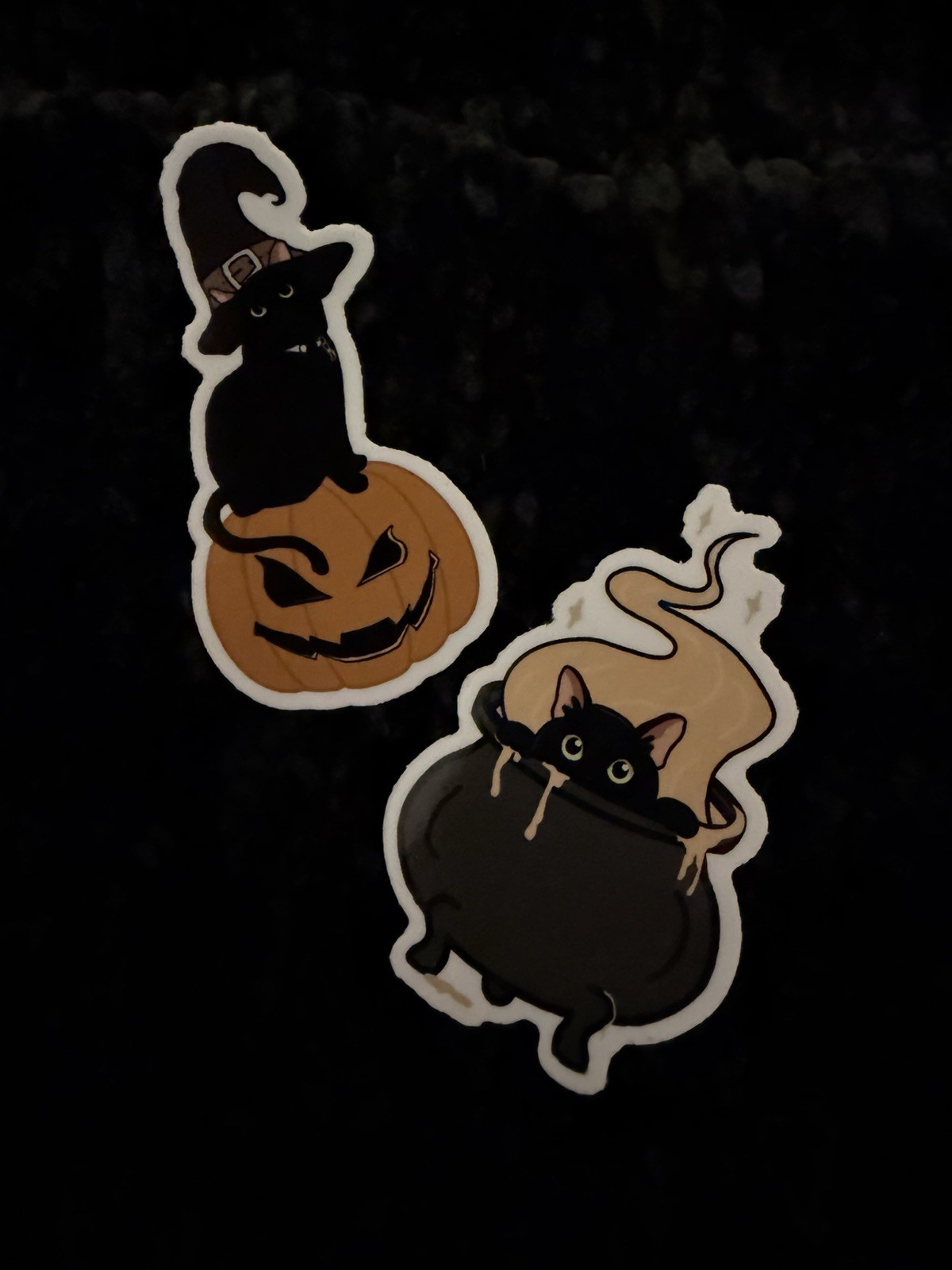 CUSTOM MADE black cat inside a cauldron sticker