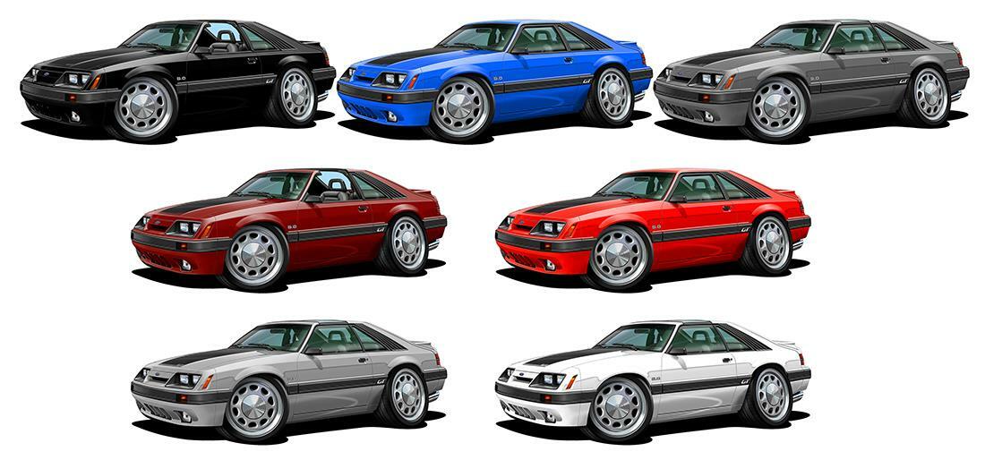 1985 1986 Ford Mustang GT 5.0 Hatchback Garage Sign Wall Art Graphic Sticker