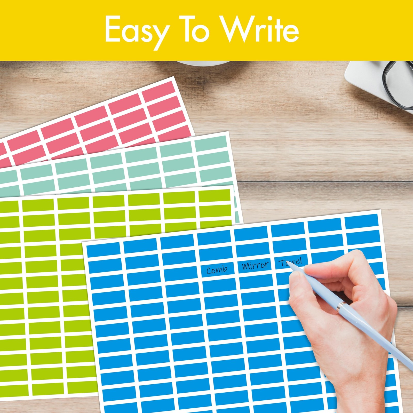 3328 Color Coding Labels, 16 Colors Blank Stickers Mini Rectangular Labels 1R