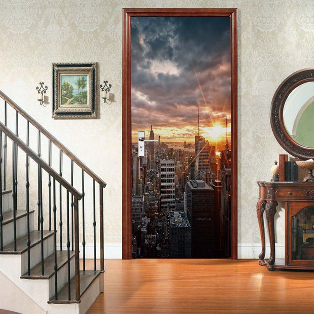3D Wall Art Creative Animal Scenery Door Sticker Decal Self-adhesive Wrap Mural