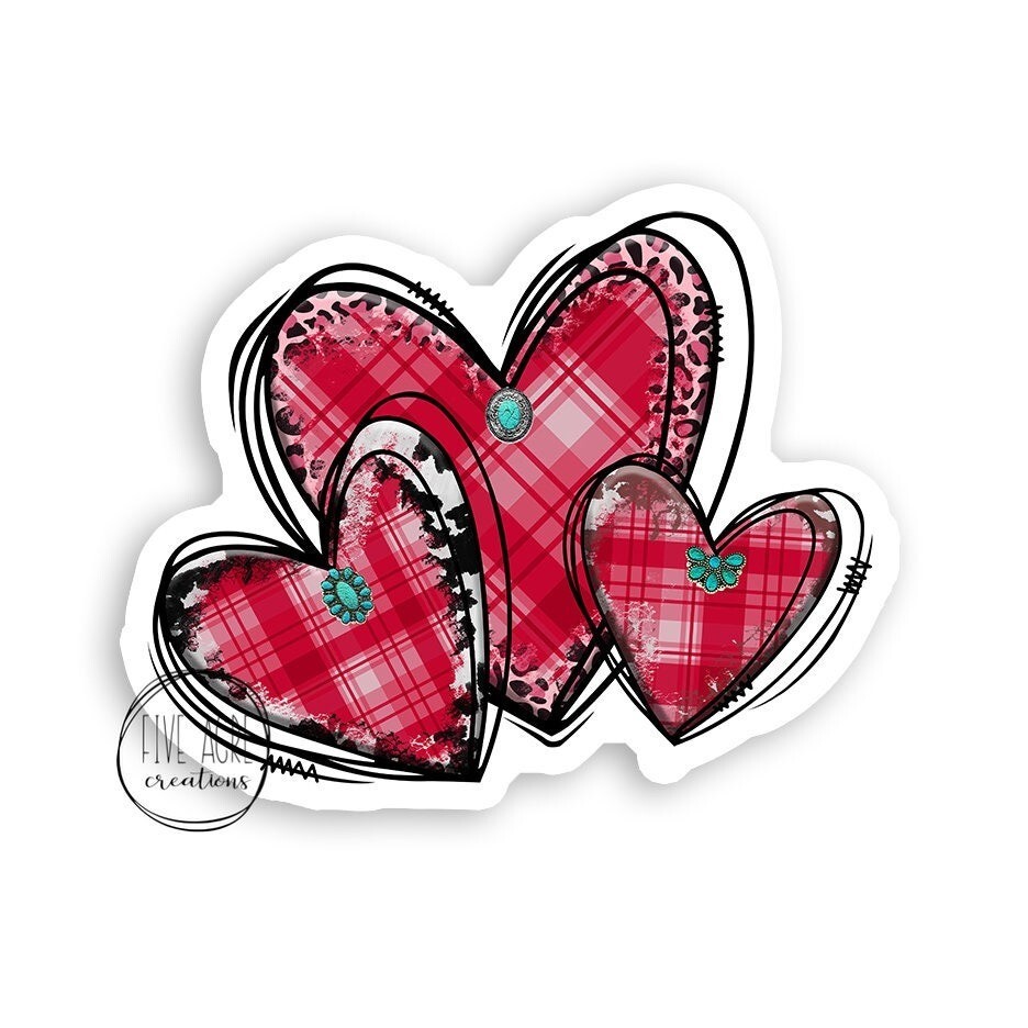 Heart Sticker | Cute Car Decal | Laptop Sticker | Plaid Hearts