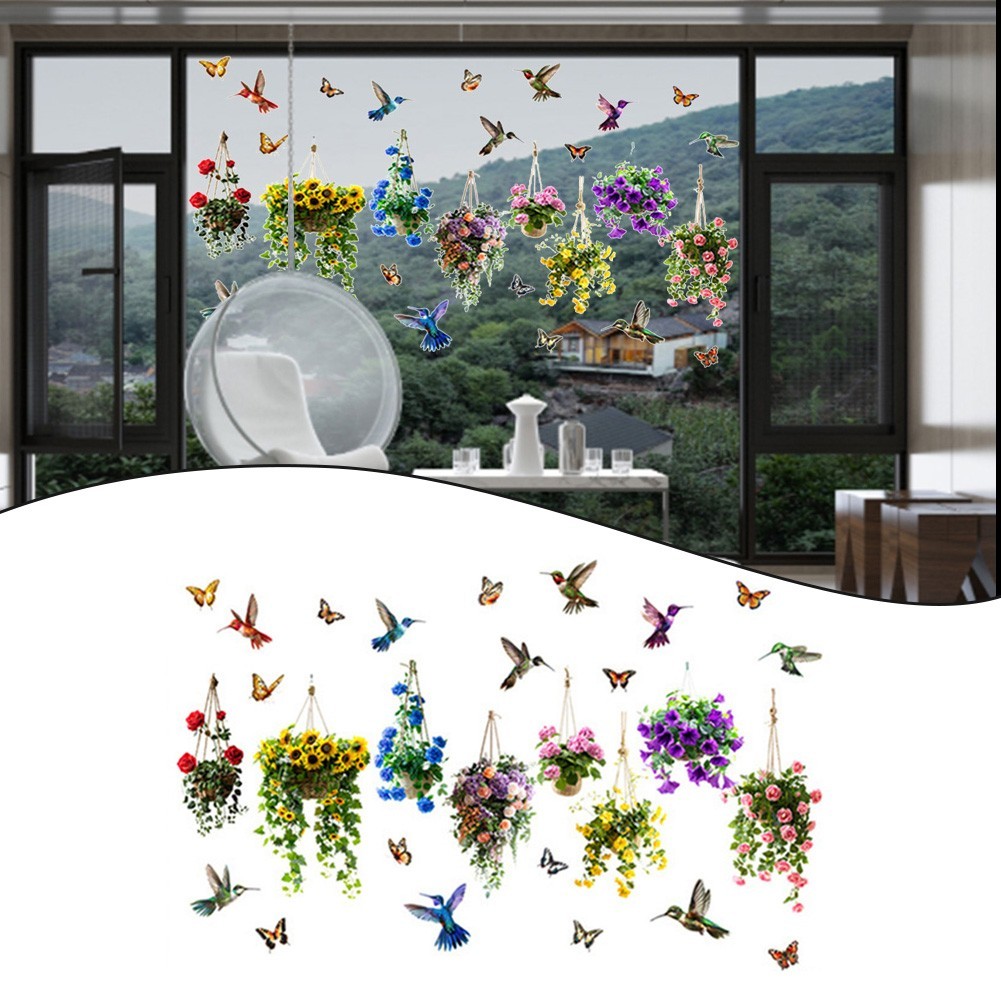 Bright Color Sunflower and Butterfly Glass Decoration for Indoor Outdoor