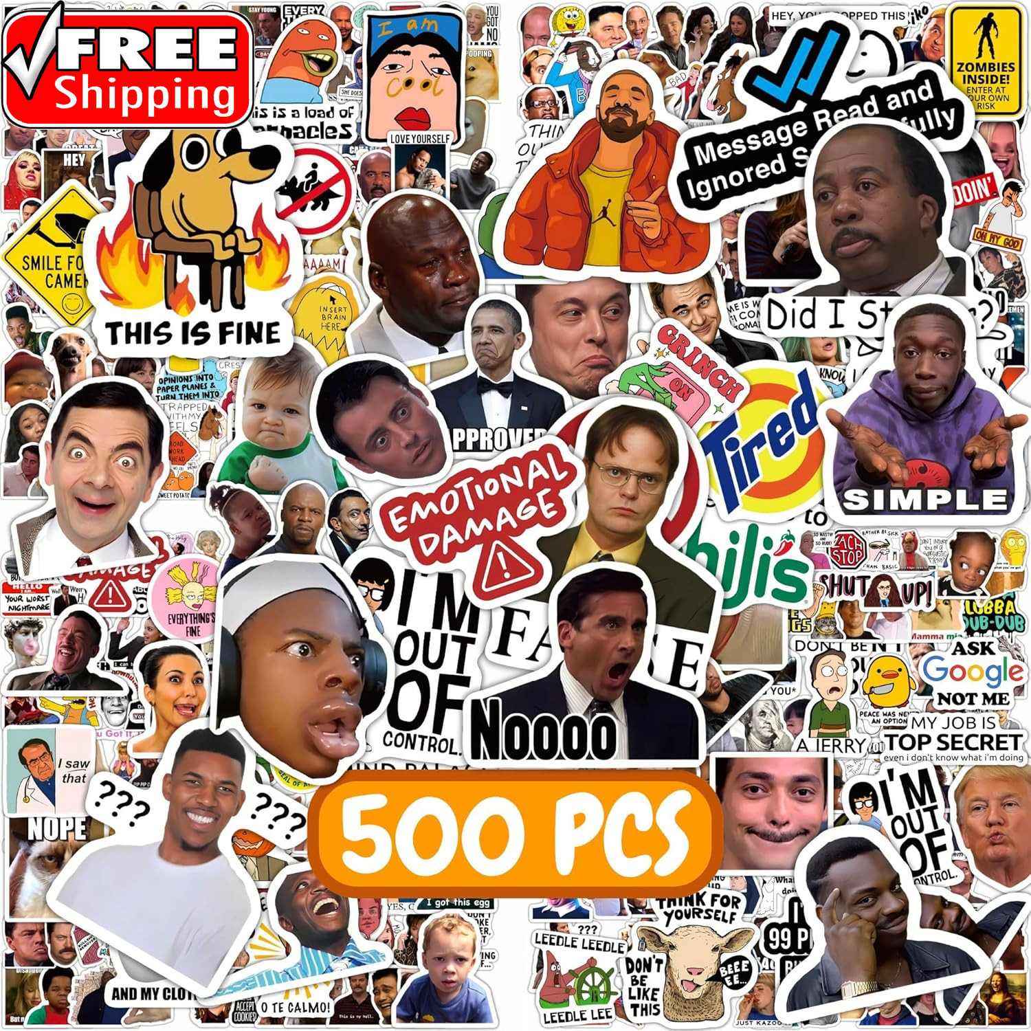 500 Pcs Funny Stickers for Adults & Teens – Trendy Meme Sticker, VSCO Vinyl Deca