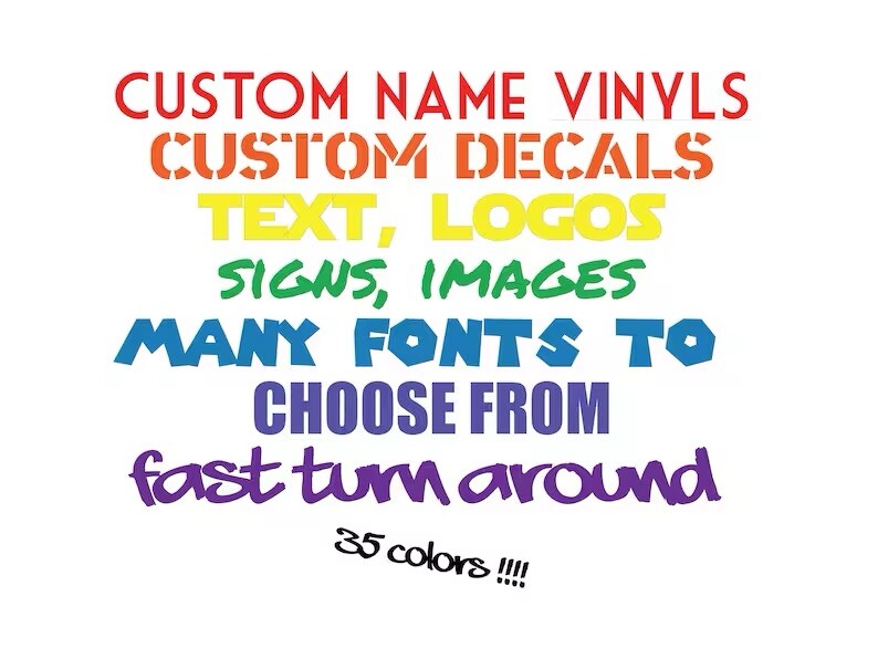 Custom Vinyl Lettering Transfer Decal Sticker Personalized Wall Window