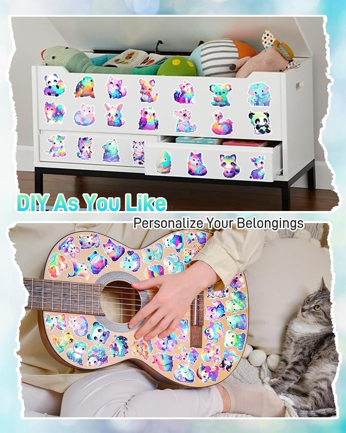 100-Pack Cute Unique Cartoon Animal Stickers for Kids Adults | Waterproof Vin…
