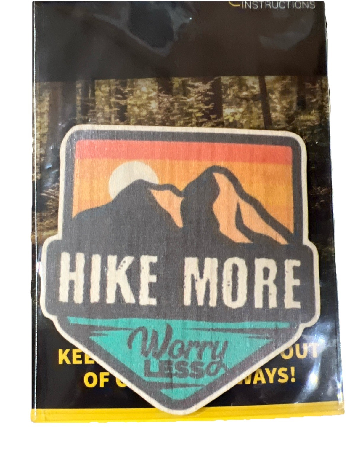 Hike More Worry Less WOOD Sticker Dishwasher SAFE Biodegradable Dust City 3M NEW