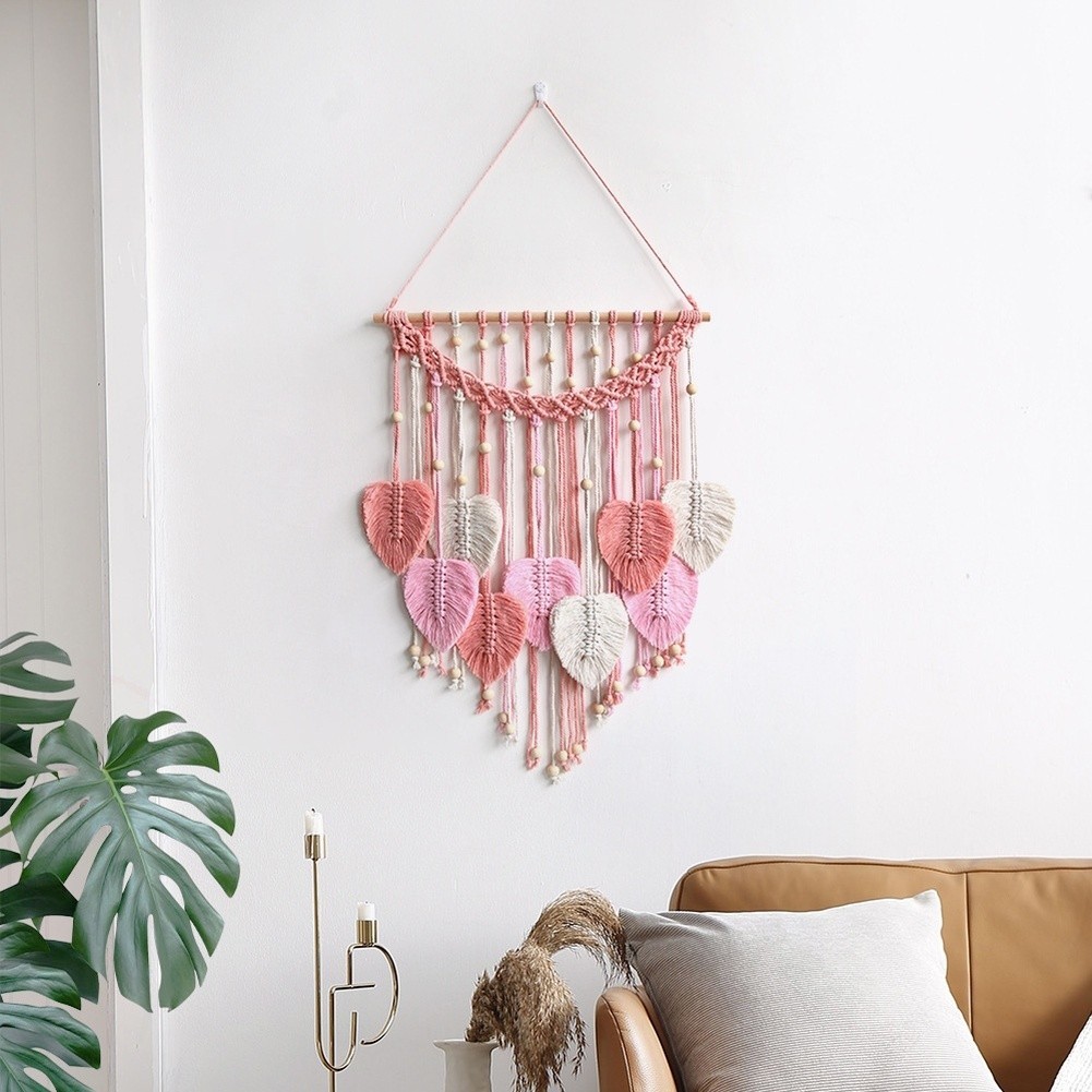 for Nordic Style Leaf Tapestry 50x70CM Hand Woven Cotton Wall Hanging Decor