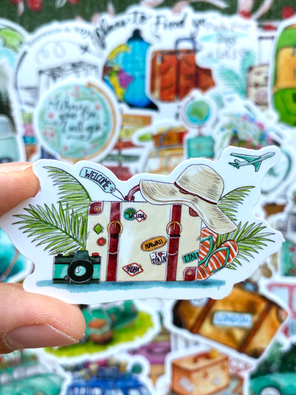 5-50 pcs Retro Travel Luggage Stickers, Adventure Vinyl Decals for Nature Lovers