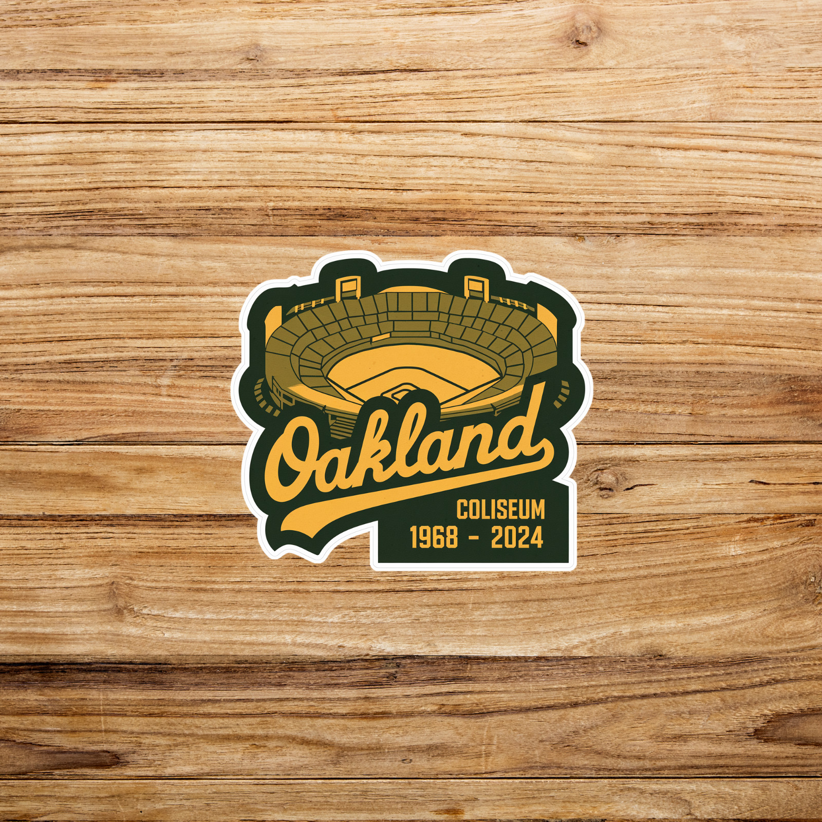 Vintage Oakland Coliseum Sticker 1968-2024 – Retro Baseball Stadium Decal #2938