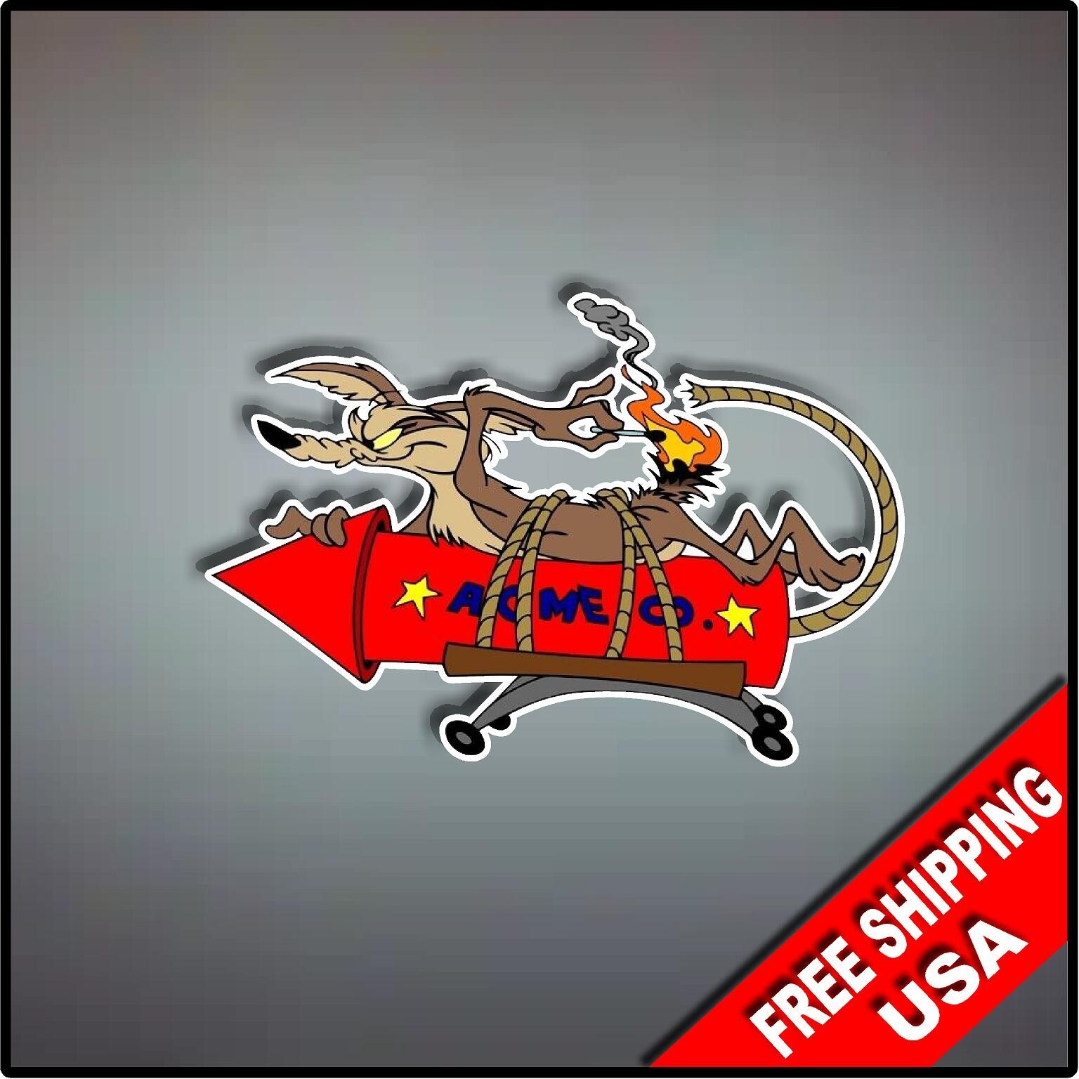 Wile E Coyote Vinyl Decal Sticker 6" x 4" Road Runner Acme Firecracker