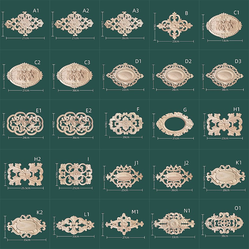 European Style Solid Wood Carving Appliques Home Furniture Vintage Decorations