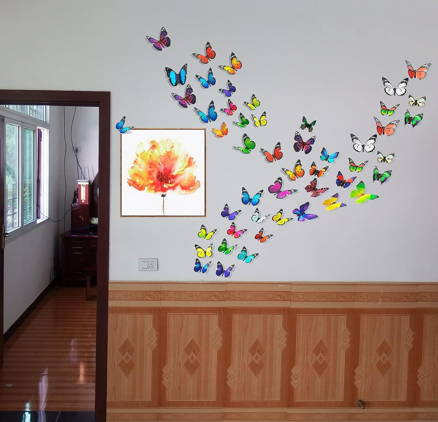 80 PCS Butterfly Wall Decor Waterproof Removable Reusable Wings Foldable PVC …