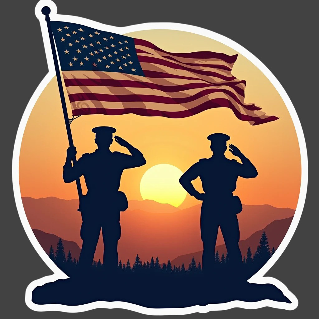USAF Veteran Salute Flag Sunset Sticker Vinyl Decal Patriotic Military Tribute
