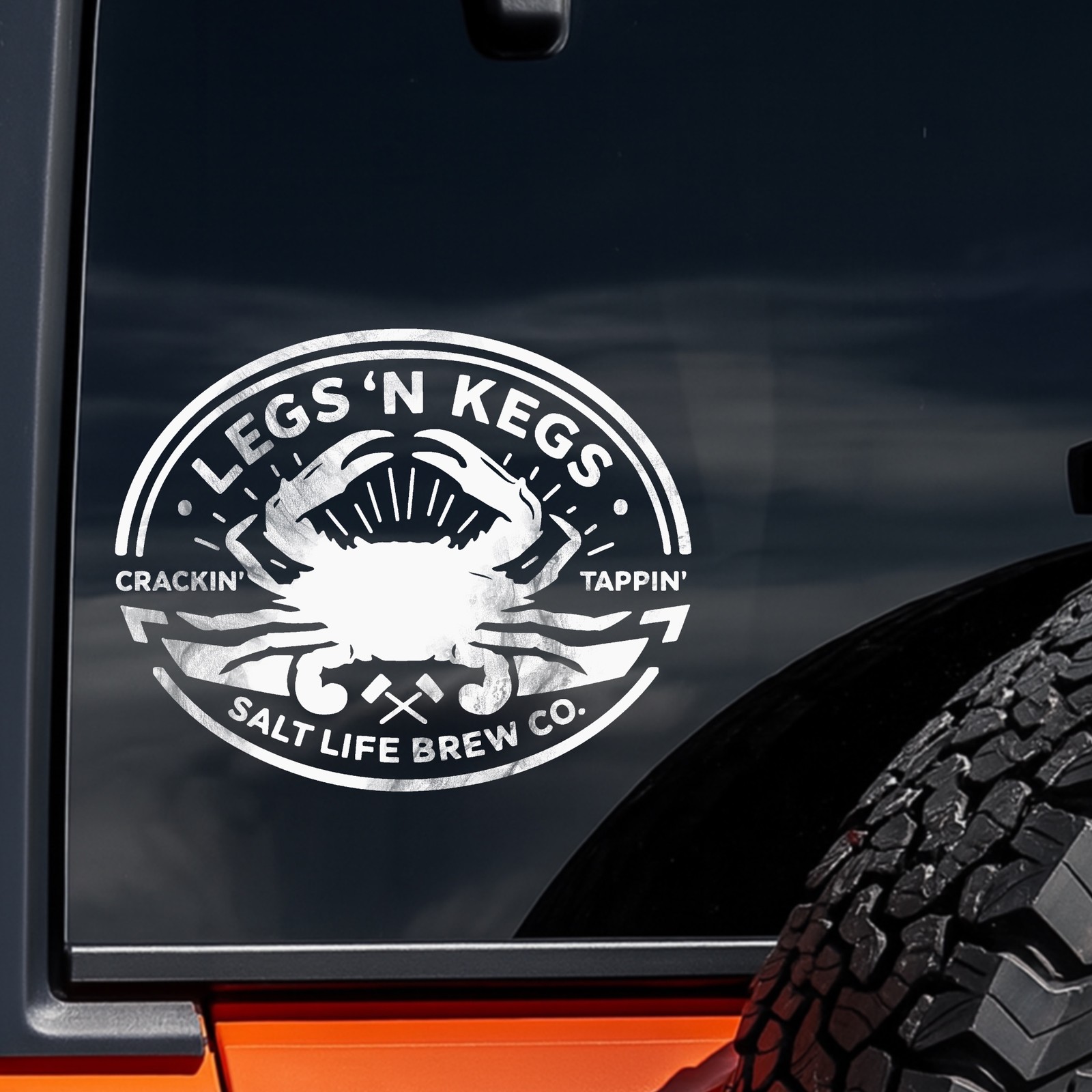 Salt Life Legs N Kegs Waterproof Vinyl Decal Crab Beer Brew Co Truck Car SUV 8”
