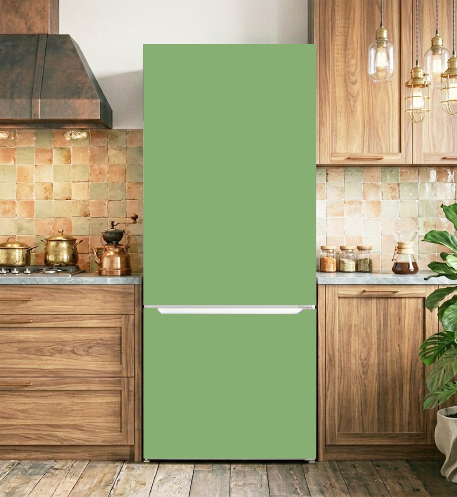 Sage Green Vinyl Refrigerator Cover – Simple and Sophisticated