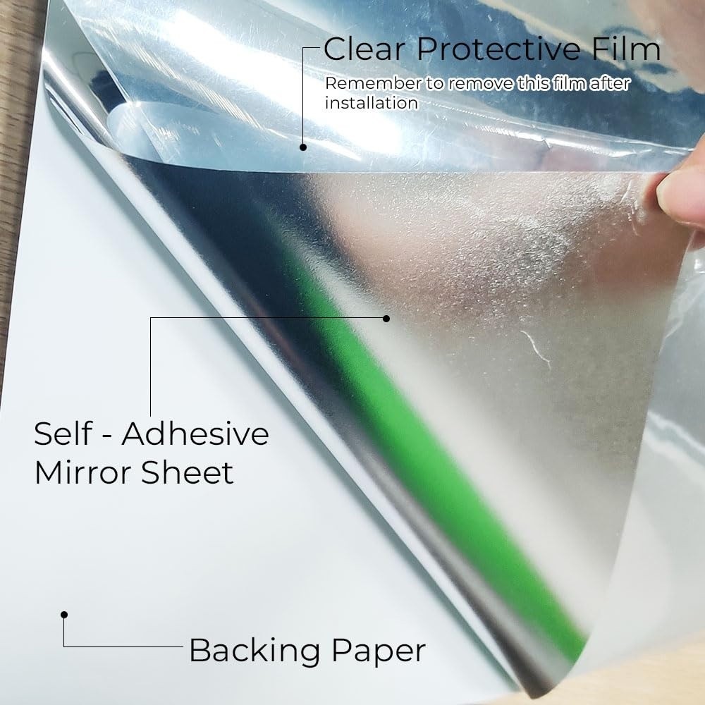 Flexible Mirror Sticker Roll 14×52 inch Self Adhesive Reflective Sheet for Decor