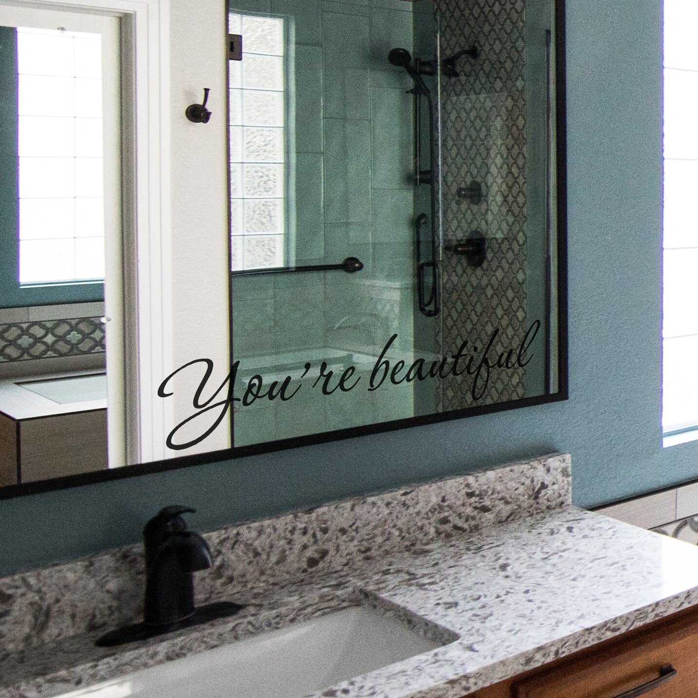 You're beautiful wall decal love quote sticker for bedroom bathroom 22×4 inches