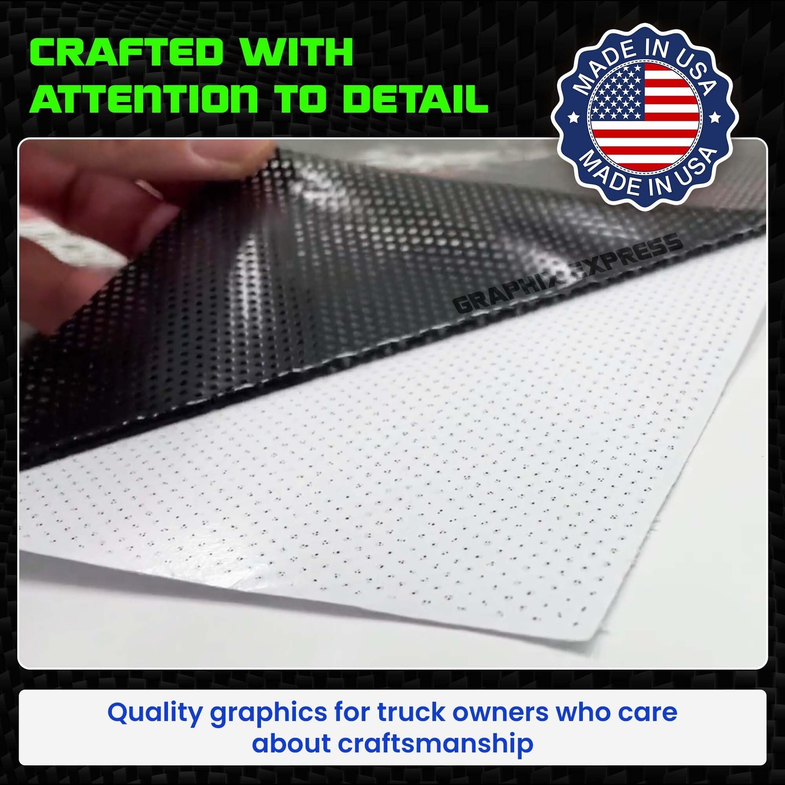 GRAPHIX EXPRESS Truck Back Window Graphics Black and White American Flag Dec…