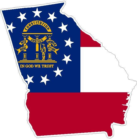 Georgia State Flag Vinyl Sticker Decal GA outline silhouette Southern