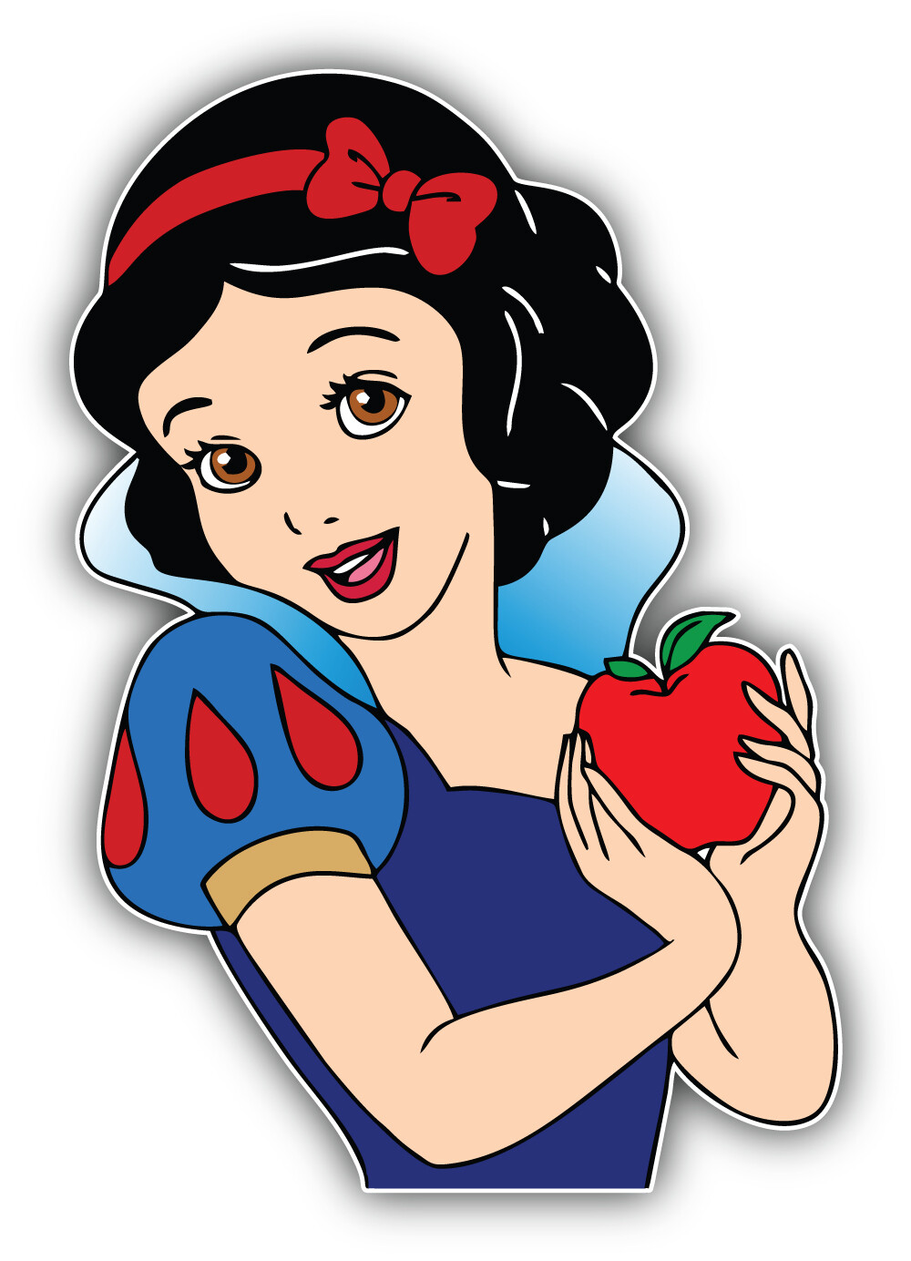 Snow White Cartoon Apple Sticker Bumper Decal – "SIZES"