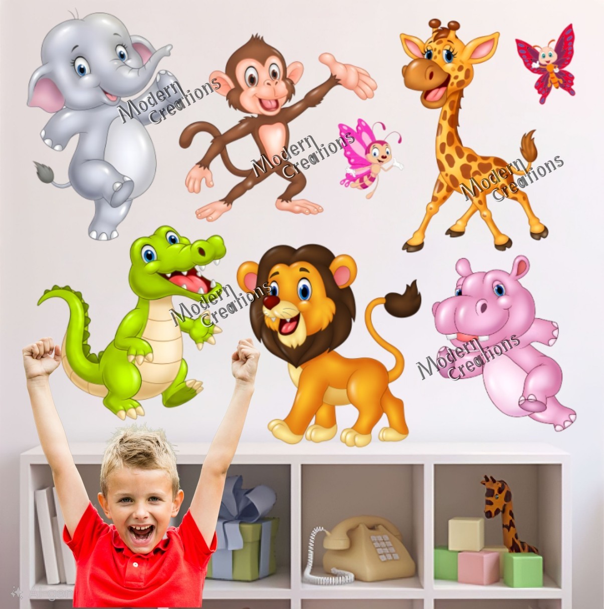 Jungle Animals Wall Decals Stickers Kids Room Nursery Decor Removable Waterproof